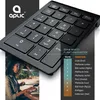 A woman is working on a laptop with a numpad in the foreground. A table with a list of functions is overlaid on the numpad. Náhled obrázku produktu