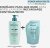 A shampoo bottle and a refill pouch are shown side-by-side with a plus sign between them, indicating a bundle. Produktbild-Vorschau