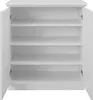 An open white cabinet with multiple shelves. Produktbild-Vorschau