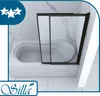 A shower enclosure with a sliding door is installed over a bathtub in a bathroom. Produktbild-Vorschau