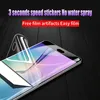 A close-up of a smartphone screen protector being applied to a phone. Produktbild-Vorschau
