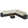 Design 10-tlg. Garten-Sofagarnitur mit Kissen Schwarz Poly Produktbild-Vorschau 2