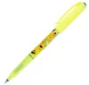 A yellow pen with a cartoon character design on it, set against a white background. Produktbild-Vorschau
