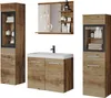 A set of bathroom furniture including a vanity, a tall cabinet, and a wall cabinet with a mirror. Náhled obrázku produktu