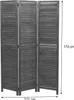 A three-panel wooden room divider with a slatted design, shown standing upright against a white background. Dimensions are indicated by measurement lines and text. Podgląd zdjęcia produktu