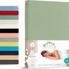 Jersey Spannbettlaken 140x200 cm 100% Baumwolle Eukalyptus Produktbild-Vorschau 1