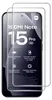 A smartphone screen protector is shown on top of a smartphone display. Produktbild-Vorschau
