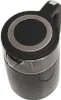 A top-down view of a black electric kettle with a silver ring on the lid. Produktbild-Vorschau
