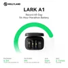Marketing image for Hollyland Lark A1 wireless microphone system, highlighting battery life and features. Anteprima dell’immagine prodotto