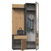 A compact wardrobe set with a mirror, open to show hanging clothes and shelves. Produktbild-Vorschau