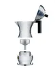 An exploded view of an Alessi Pulcina espresso coffee maker against a white background. Produktbild-Vorschau