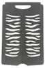A dark grey laundry basket with a zebra-like pattern of cutouts. Voir les images du produit