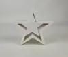 A white, hollow, five-pointed star decoration made of wood, set against a plain white background. Produktbild-Vorschau