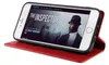 A red flip cover phone case with a smartphone displaying a movie poster. Produktbild-Vorschau