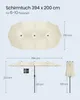 Diagrams and dimensions of a cream-colored double patio umbrella. Produktbild-Vorschau