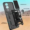 An exploded view diagram of a black phone case with various components labeled. Produktbild-Vorschau