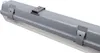 A close-up, angled view of a gray LED moisture-proof light fixture with a clear diffuser. Produktbild-Vorschau