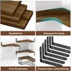 Collage of images showcasing wooden corner shelves and metal brackets. Produktbild-Vorschau