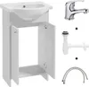 A bathroom vanity set with a sink, faucet, and plumbing components, displayed against a white background. Anteprima dell’immagine prodotto