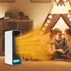 A white heater is shown in a room with two children in a tent. Voir les images du produit