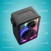 A product shot of a portable speaker with features highlighted by text. Produktbild-Vorschau