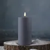 LED Stumpenkerze MIA - Kunststoff - realistische 3D Flamme - H: 15cm - outdoor - grau Produktbild-Vorschau