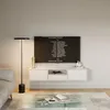 A modern living room with a wall-mounted TV board. Voir les images du produit