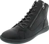 A black leather high-top sneaker with laces and a side zipper is shown against a white background. Anteprima dell’immagine prodotto