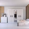 A bedroom scene with a large wardrobe and a bed. Produktbild-Vorschau
