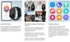 Collage of images showing a smartwatch and its features, with accompanying German text descriptions. Produktbild-Vorschau