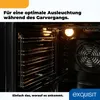 Interior view of a black oven with racks and a light on. Produktbild-Vorschau