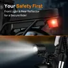 A split image showing the rear reflector and the front light of an e-bike. Produktbild-Vorschau
