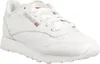 A white Reebok Classic Leather sneaker is shown from a slightly angled side view against a white background. Produktbild-Vorschau