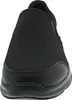 A close-up, rear view of a black slip-on shoe. Produktbild-Vorschau