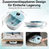 Collage showing a foldable foot bath in use and storage. Anteprima dell’immagine prodotto