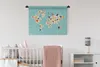 MuchoWow® Wandteppich Wandbehang Karte - Welt - Blumen - Produktbild-Vorschau 2