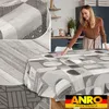 Tischdecke Vintage Holz Patchwork Grau Oval 180x140cm Produktbild-Vorschau 5