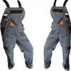 Two identical grey work overalls are displayed side-by-side against a white background. Produktbild-Vorschau