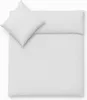 A flat lay of a duvet cover and a pillowcase, both in light gray. Produktbild-Vorschau