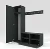 A 3D rendering of a dark gray hall furniture set against a light gray background. Produktbild-Vorschau