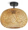 A close-up shot of a bamboo pendant light fixture.
