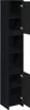 A tall, narrow black cabinet with its doors open, revealing shelves inside. Náhled obrázku produktu