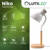LUMILED Schreibtischlampe E27 Fassung 13W Weiß Holzdetails Produktbild-Vorschau 2