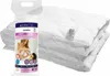 A folded white duvet is shown next to its packaging, which features product information and an illustration of a couple in bed. Podgląd zdjęcia produktu