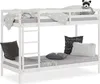 A white bunk bed with bedding and pillows. Náhľad obrázku produktu