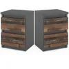Two modern nightstands with wooden drawer fronts, presented on a white background. Voir les images du produit