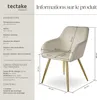 Chaise MARILYN Effet velours style scandinave - crème/or, Voir les images du produit 6