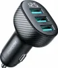 A black car charger with three USB ports and a digital display. Anteprima dell’immagine prodotto