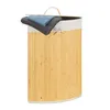 Relaxdays Eckwäschekorb Bambus, faltbare Wäschebox 60 l, Produktbild-Vorschau 1