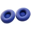 Two blue ear pads for headphones are shown against a white background. Produktbild-Vorschau